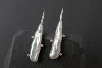 Ohrhänger in Weissgold 750 mit Biwa Perlen und Diamanten