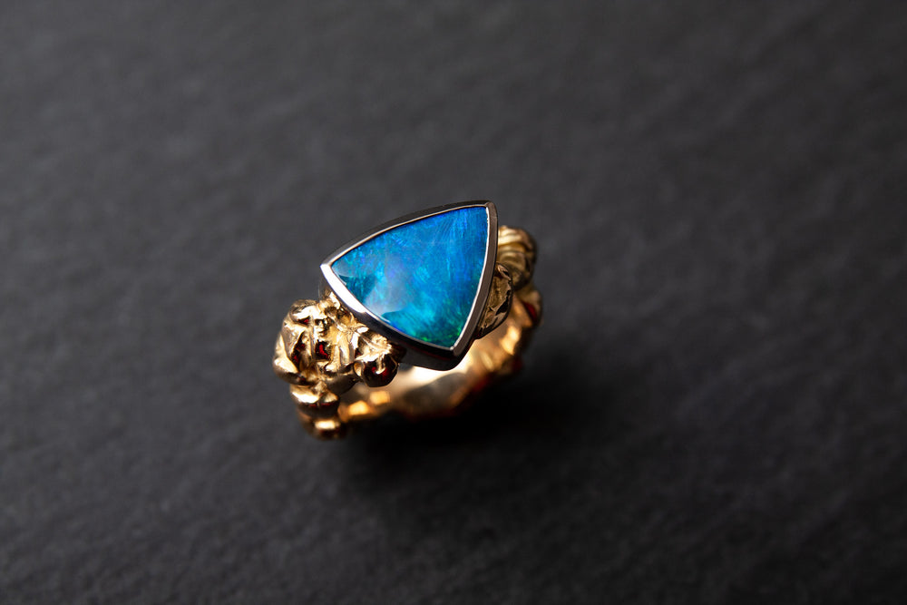 Ring in Gelb.-Weissgold 750 mit Boulderopal