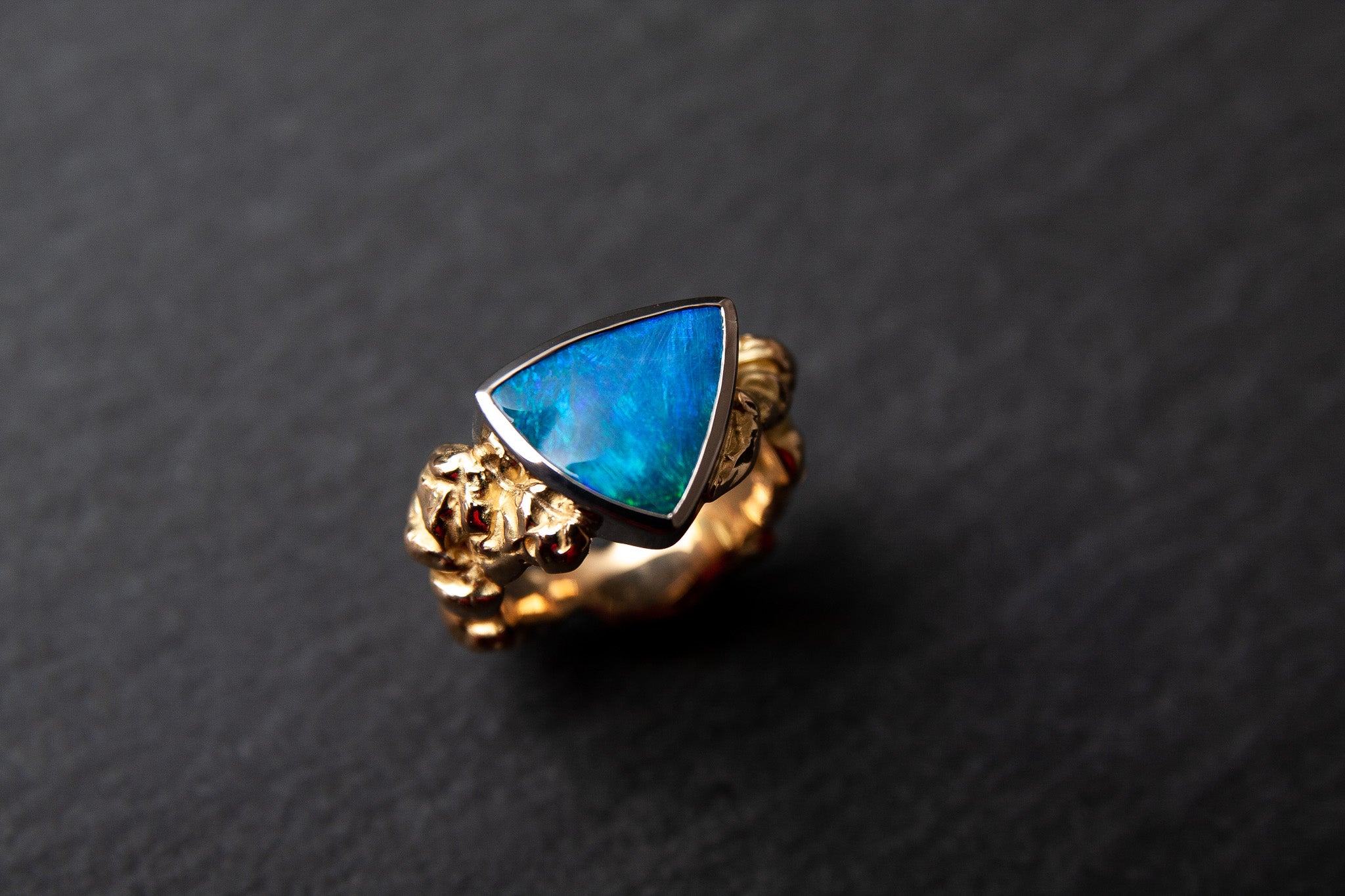 Ring in Gelb.-Weissgold 750 mit Boulderopal