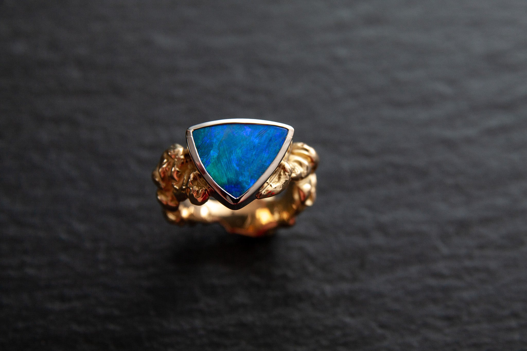 Ring in Gelb.-Weissgold 750 mit Boulderopal