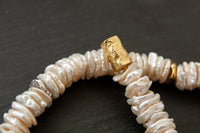 Perlenkette mit Zwischenteile in Gelb.-Weissgold 750