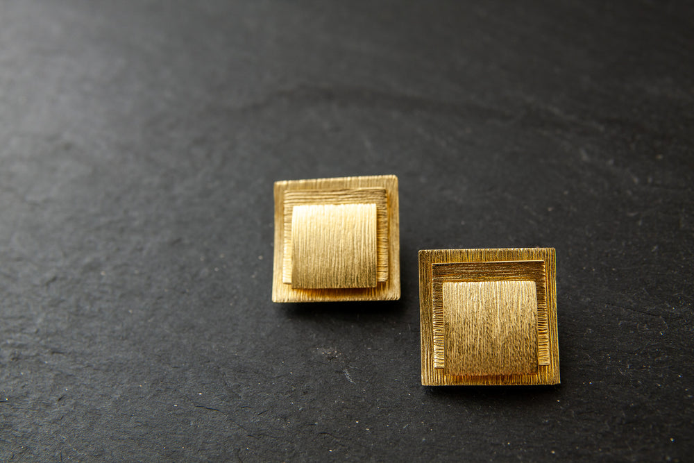 Ohrclip in Gelb.-Weissgold 750 viereckig