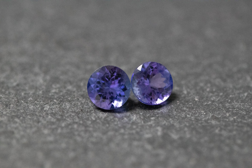 Tansanit Paar, rund, facettiert