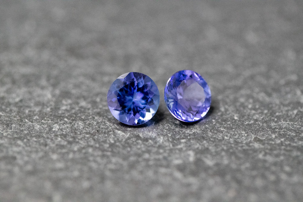 Tansanit Paar, rund, facettiert