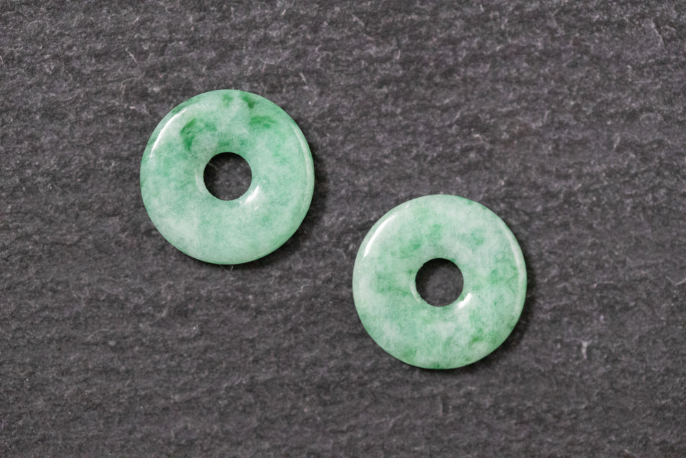 Jade Scheibe, rund, cabochon, grün