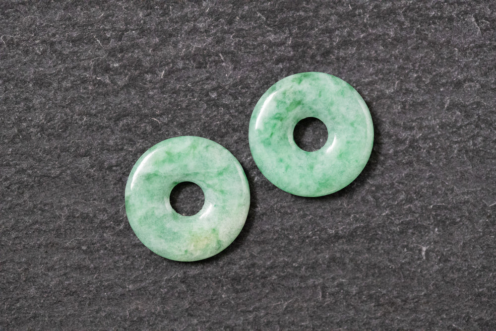 Jade Scheibe, rund, cabochon, grün