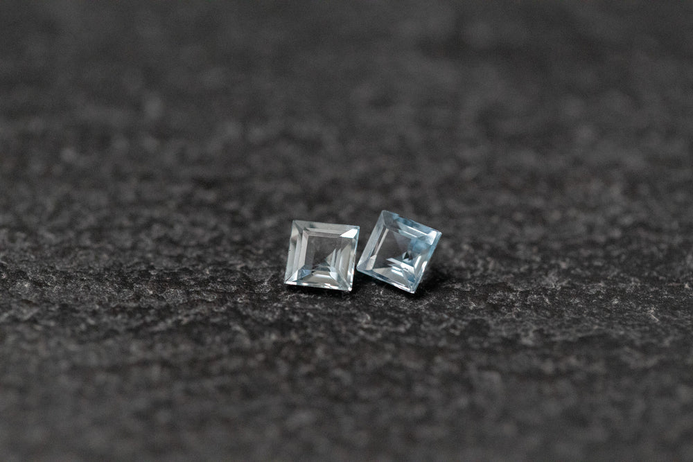 Aquamarin, Carré, facettiert, hellblau