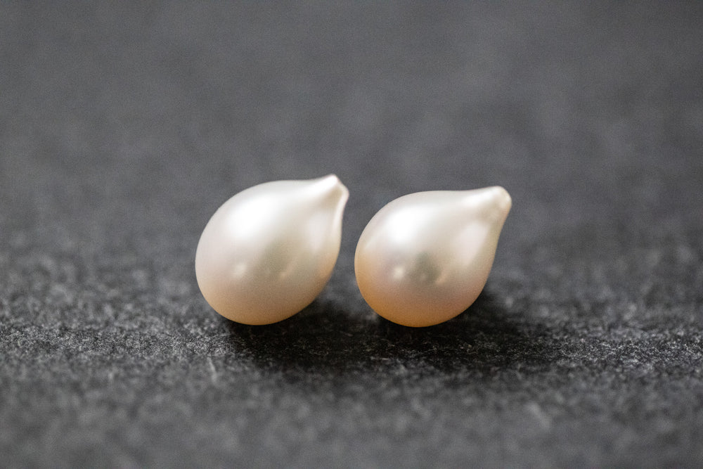 Frischwasserperlen Paar, Tropfenförmig, weiss