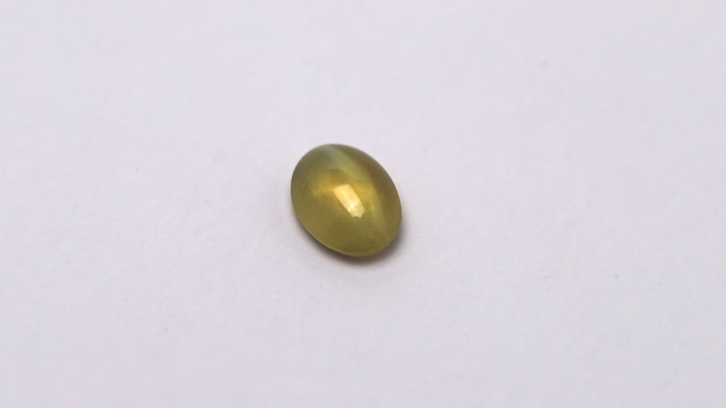 Beryll Katzenauge, oval, cabochon, gelb