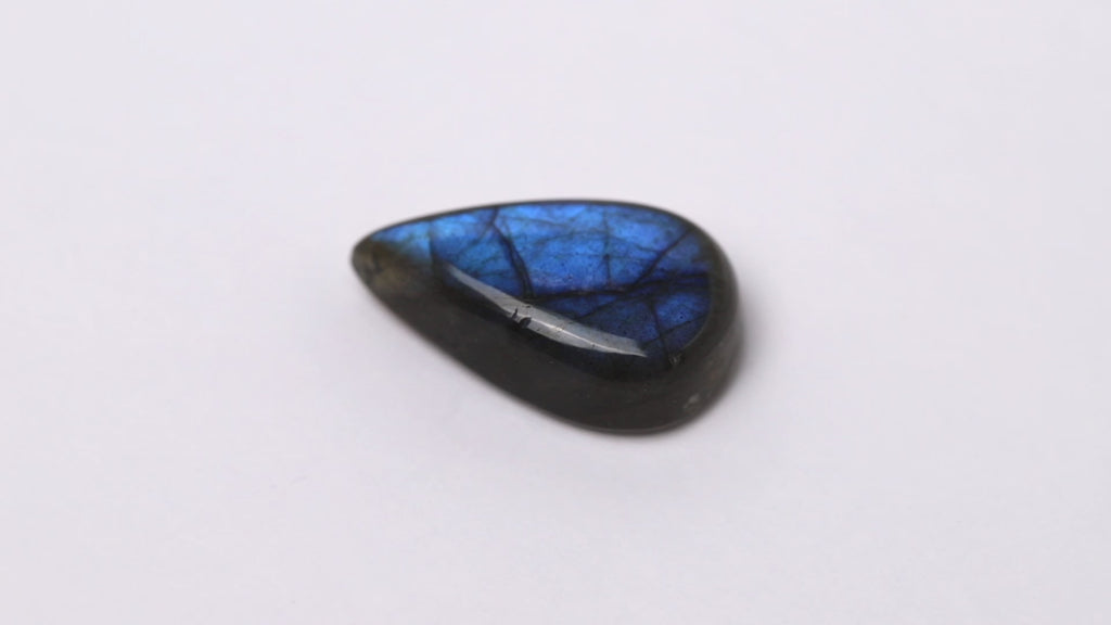 Labradorit, Tropfen, blau, schwarz 