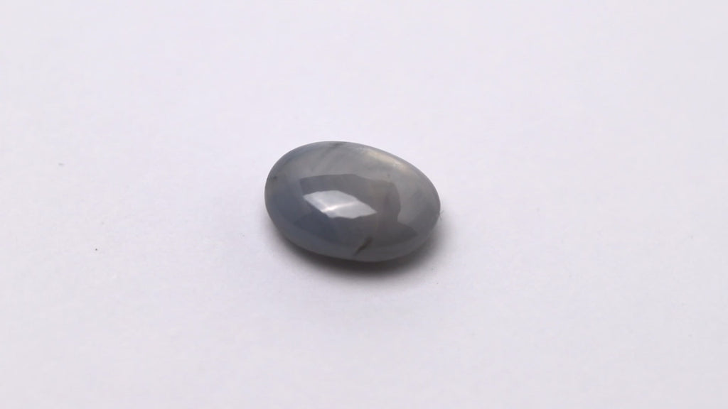 Sternsaphir, oval, cabochon, grau, blau