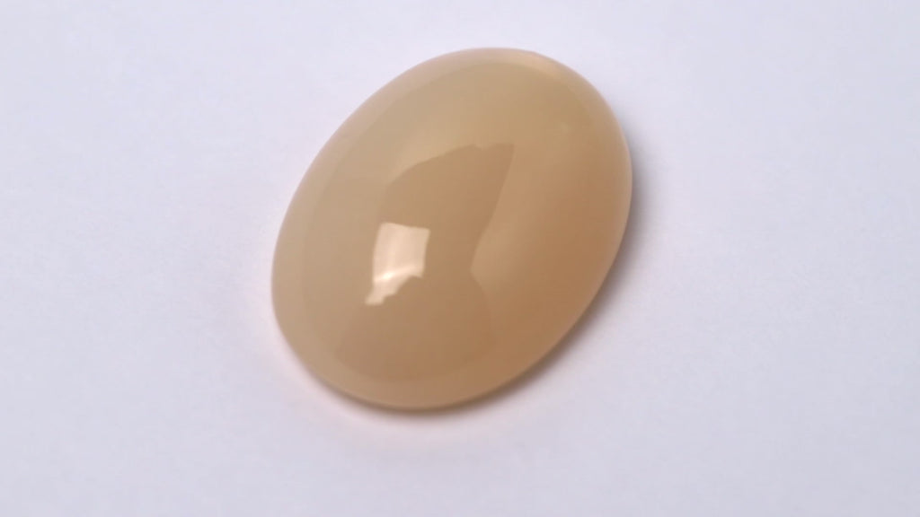 Mondstein, oval, cabochon, apricot